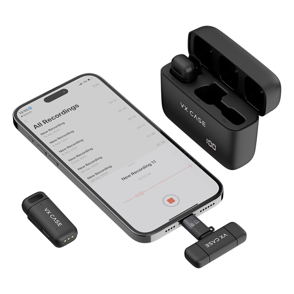 Microfone de Lapela Wireless Lightning Sublime c/ adaptador Type-C