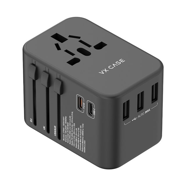 Adaptador Universal de tomadas 3 USB e 2 Type-C