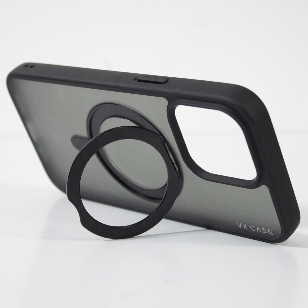 Capa com Suporte Aro Magsafe para iPhone 15 Pro - Preta - KickStand