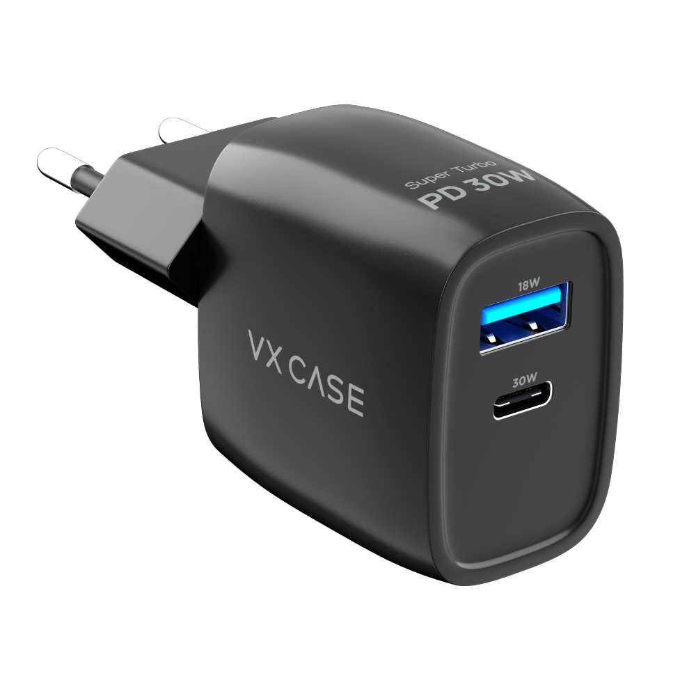 Carregador Turbo PD 30W com 2 portas USB e Type C - Mini Boost