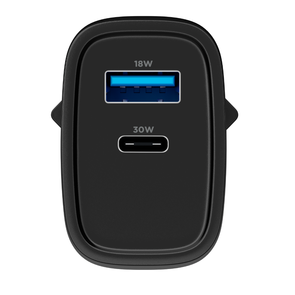 Carregador Turbo PD 30W com 2 portas USB e Type C - Mini Boost