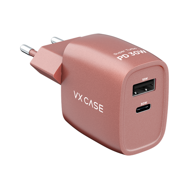 Carregador Turbo PD 30W com 2 portas USB e Type C - Mini Boost