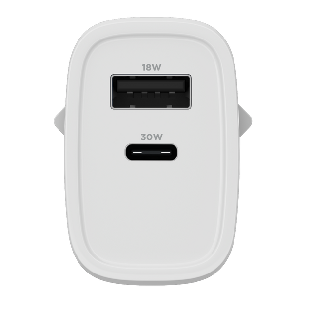 Carregador Turbo PD 30W com 2 portas USB e Type C - Mini Boost