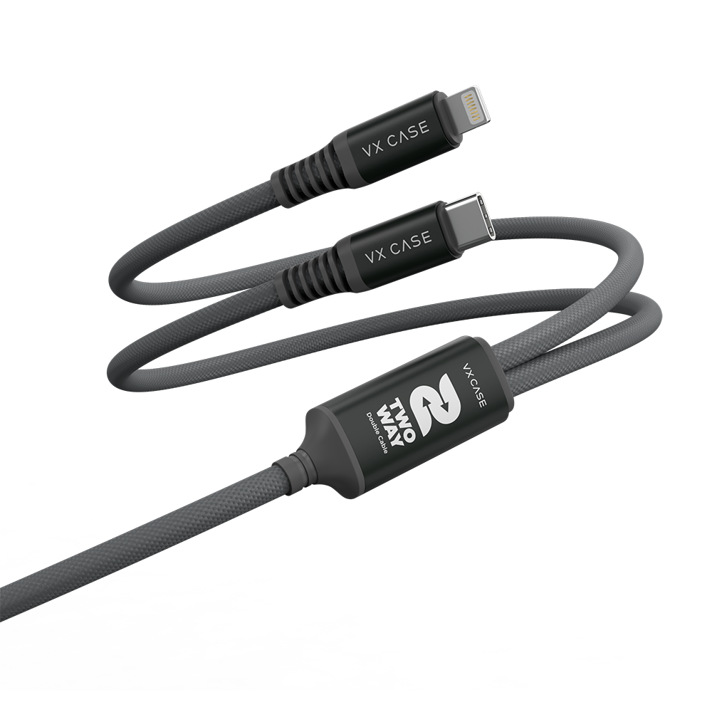 Cabo 2 em 1 USB Tipo-C e Lightning PD Dragon Two Way - Chumbo Promo