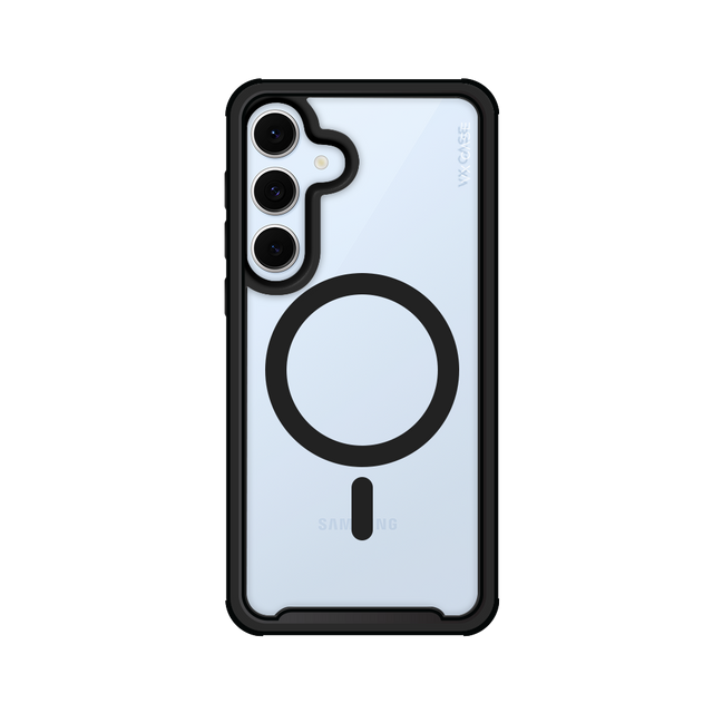 Capinha de Celular Shield Cover II transparente com MagSafe e bordas pretas VX Case para Samsung Galaxy S24 FE