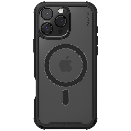 Capa Magsafe para iPhone 16 Pro Max - Transparente com Bordas Preto Metálico - Shield Cover II