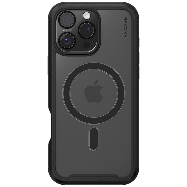 Capa Magsafe para iPhone 16 Pro Max - Transparente com Bordas Preto Metálico - Shield Cover II