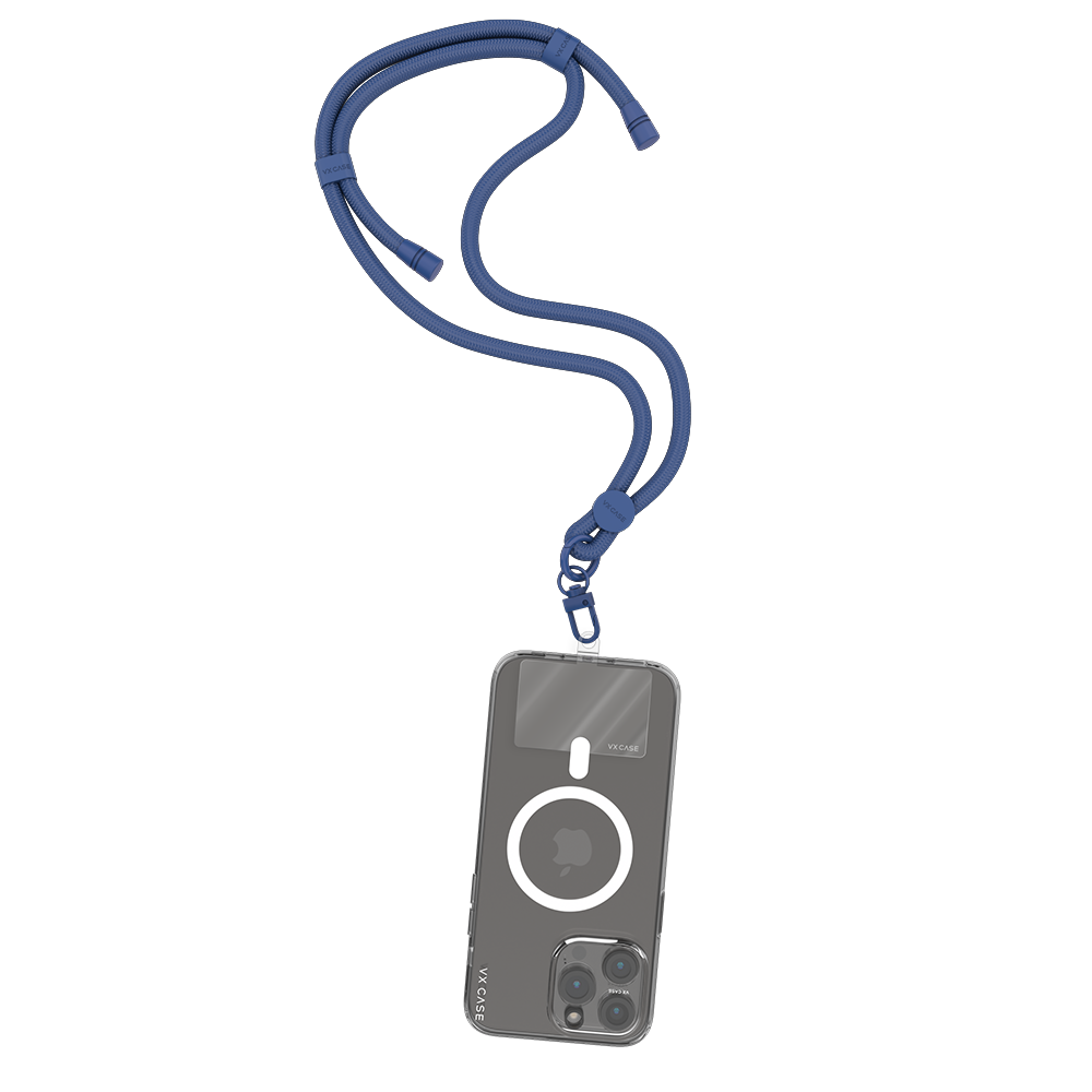 Alça de Pescoço com Cordão Ajustável para Celular - Azul-marinho