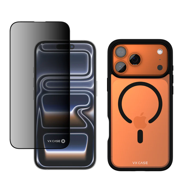 Capa Jet Black - Borda Preta + Película Safira Privacidade | iPhone 17 Pro Max