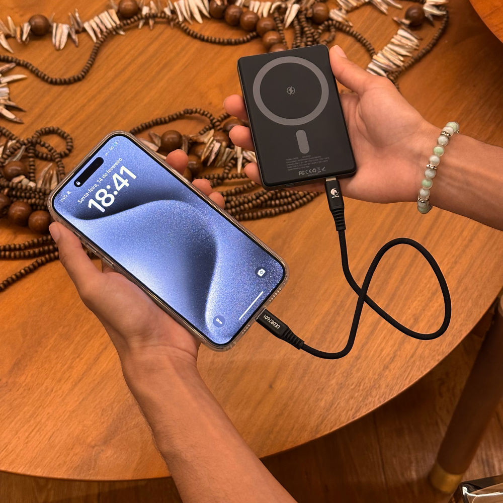 Mini Cabo Dragon USB-C/Lightning 30cm - Preto - VX Case