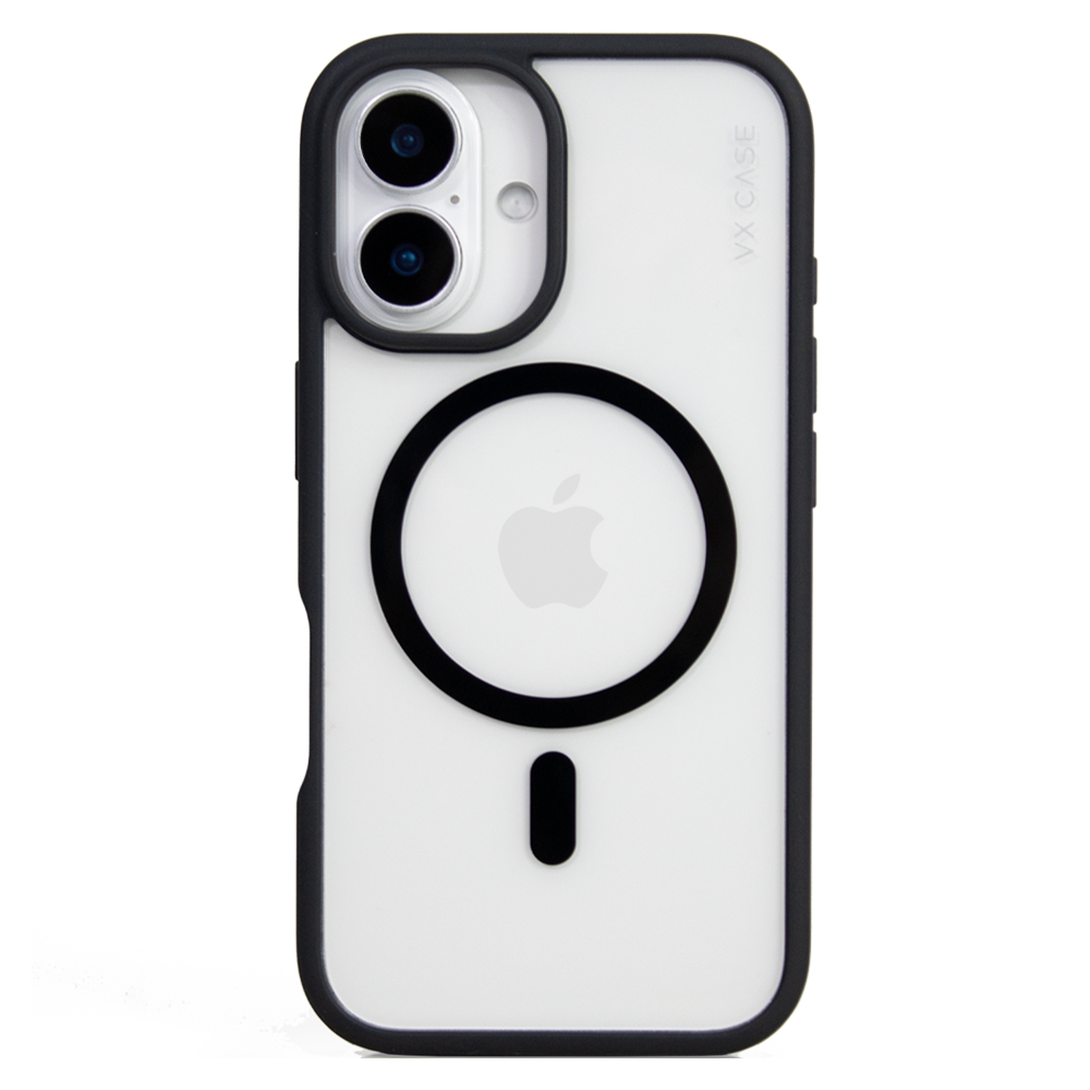 Capa Magsafe para iPhone 16 - Transparente com Borda Preta - Jet Black