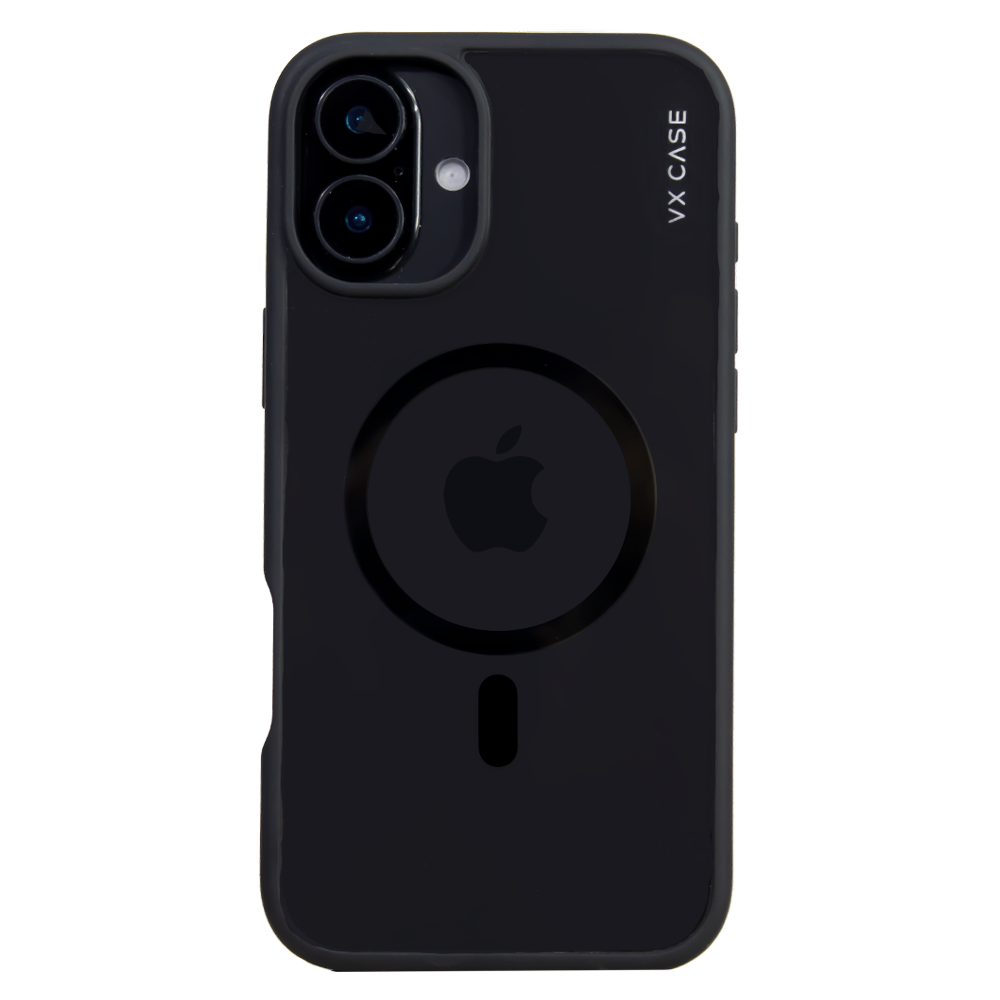 Capa Magsafe para iPhone 16 Plus - Transparente com Borda Preta - Jet Black