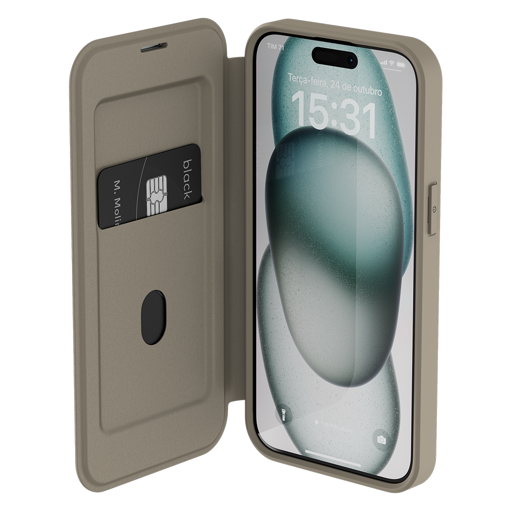 Capa Carteira MagSafe para iPhone 15 Pro Max Bege - Limited