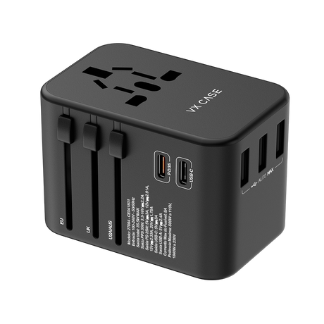 Adaptador Universal de tomadas 3 USB e 2 Type-C