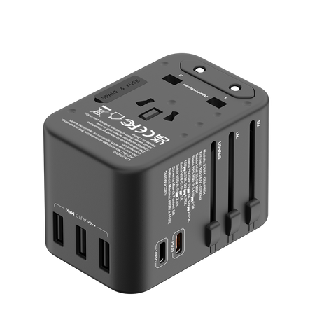 Adaptador Universal de tomadas 3 USB e 2 Type-C