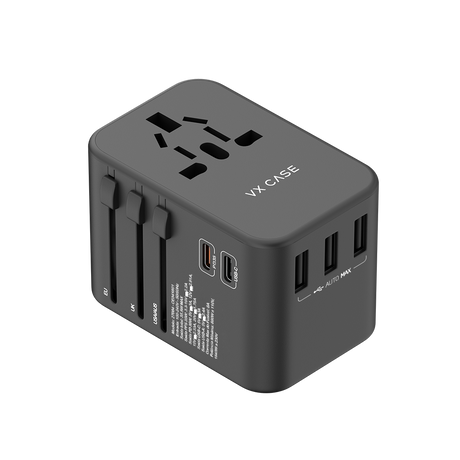 Adaptador Universal de tomadas 3 USB e 2 Type-C
