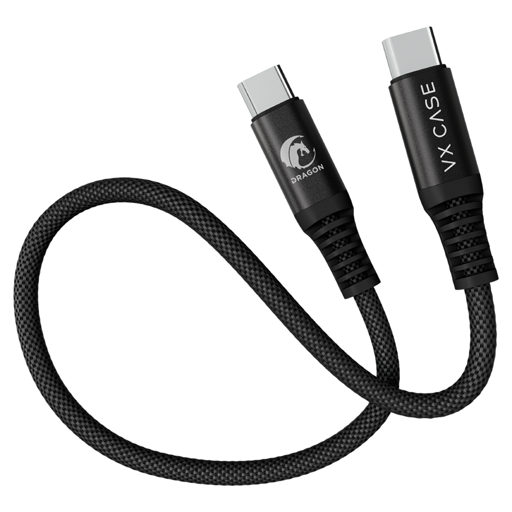 Mini Cabo Dragon USB-C/USB-C 30cm - Preto - VX Case