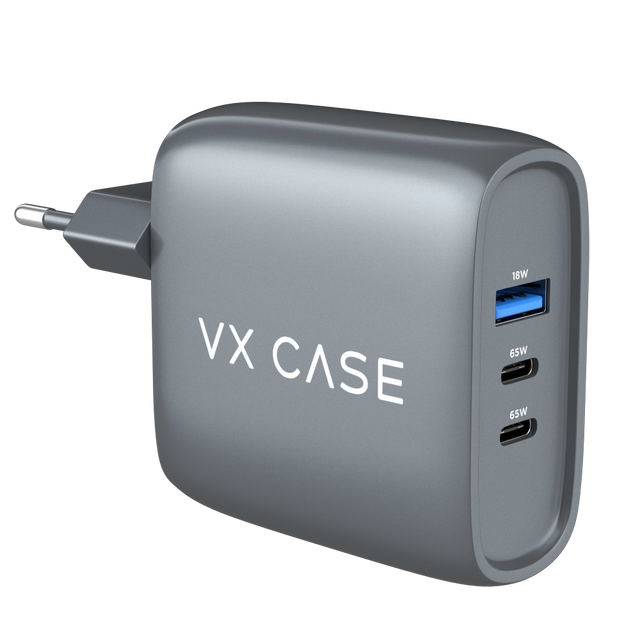 Carregador turbo Silver Boost 1 USB e 2 USB-C 65W cinza VX Case