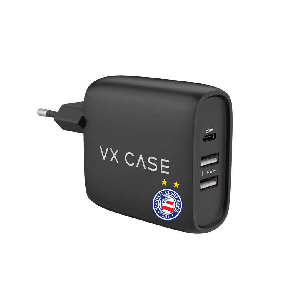 Carregador Turbo 32W com 2 USB e 1 Tipo-C Preto Fosco - Bahia