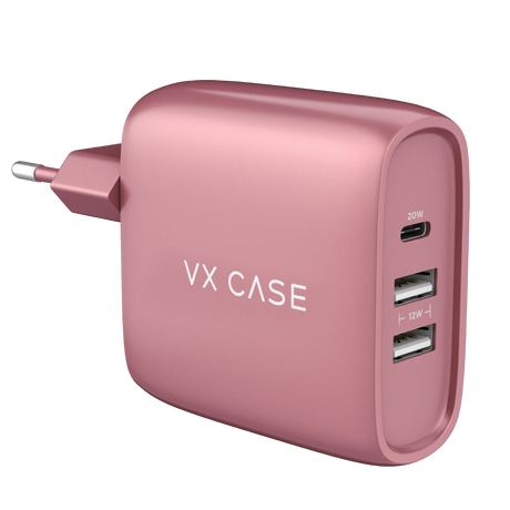 Adaptador de Carga Turbo 2 USB + 1 Tipo-C PD 32W Rose