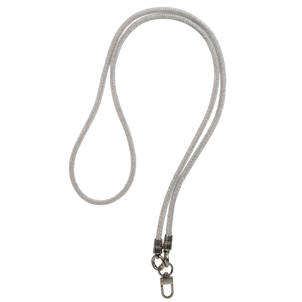 Cordão de Pescoço para Celular com Alça Grande Brilhante - Cinza