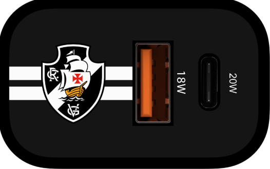 Carregador Turbo 1 USB 1 Tipo-C 20W Preto - Vasco