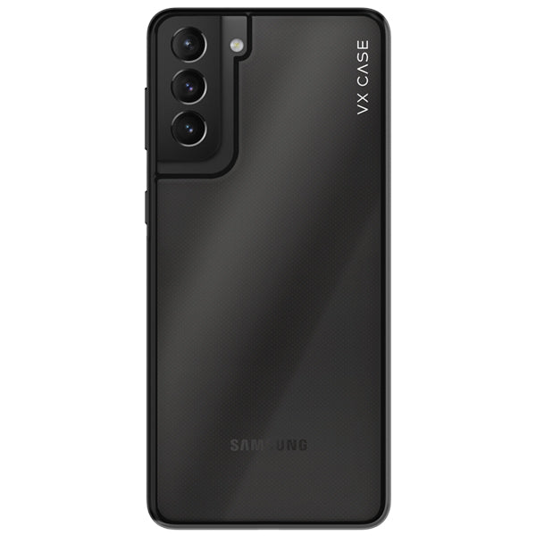 Capinha de Celular Jet Black transparente com bordas pretas VX Case para Samsung Galaxy S21