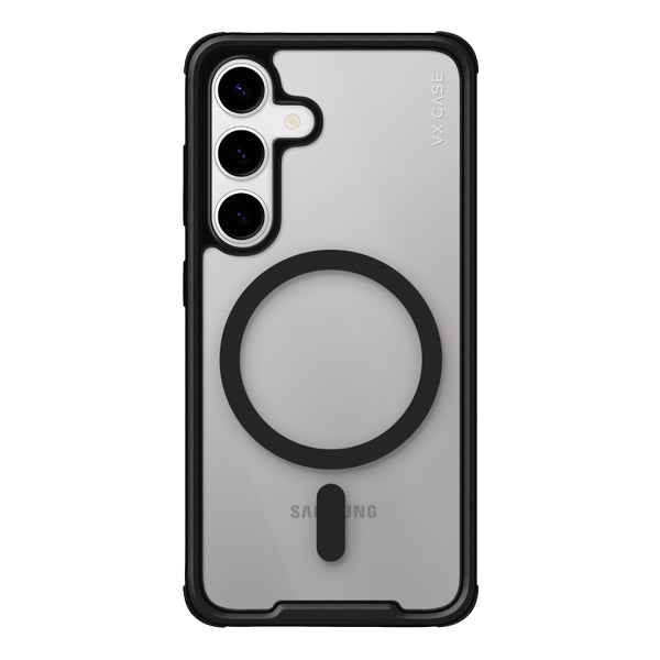 Capinha de Celular Shield Cover II transparente com MagSafe e bordas pretas VX Case para Samsung Galaxy S24