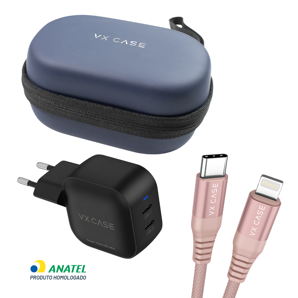 Kit Power Up: Carregador Turbo Striker 48W + Cabo + Bag