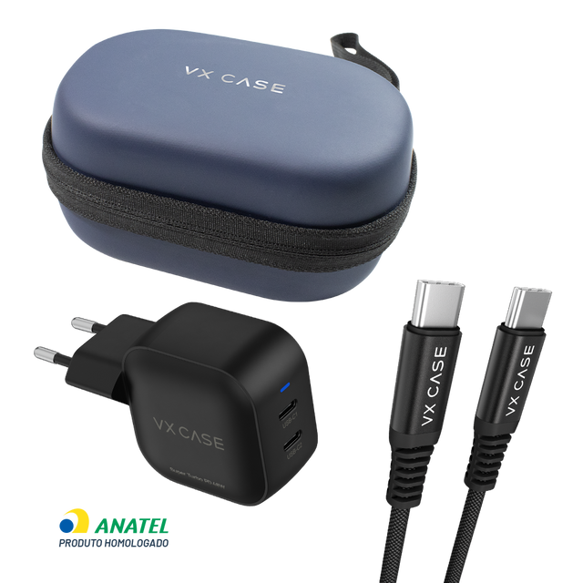 Kit Power Up: Carregador Turbo Striker 48W + Cabo + Bag