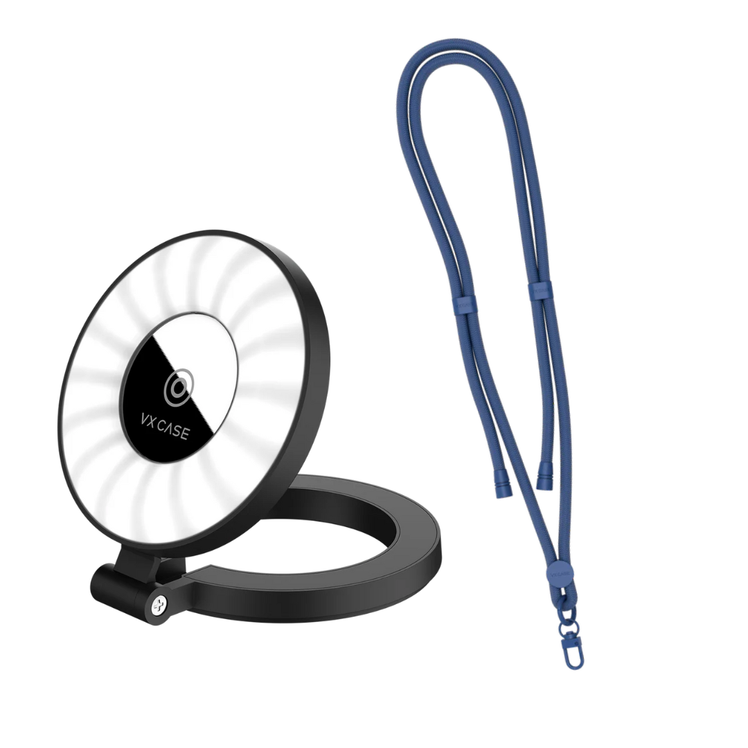 Kit Câmera Sempre Pronta: Flash Magnético + Cordão de Pescoço Para Celular