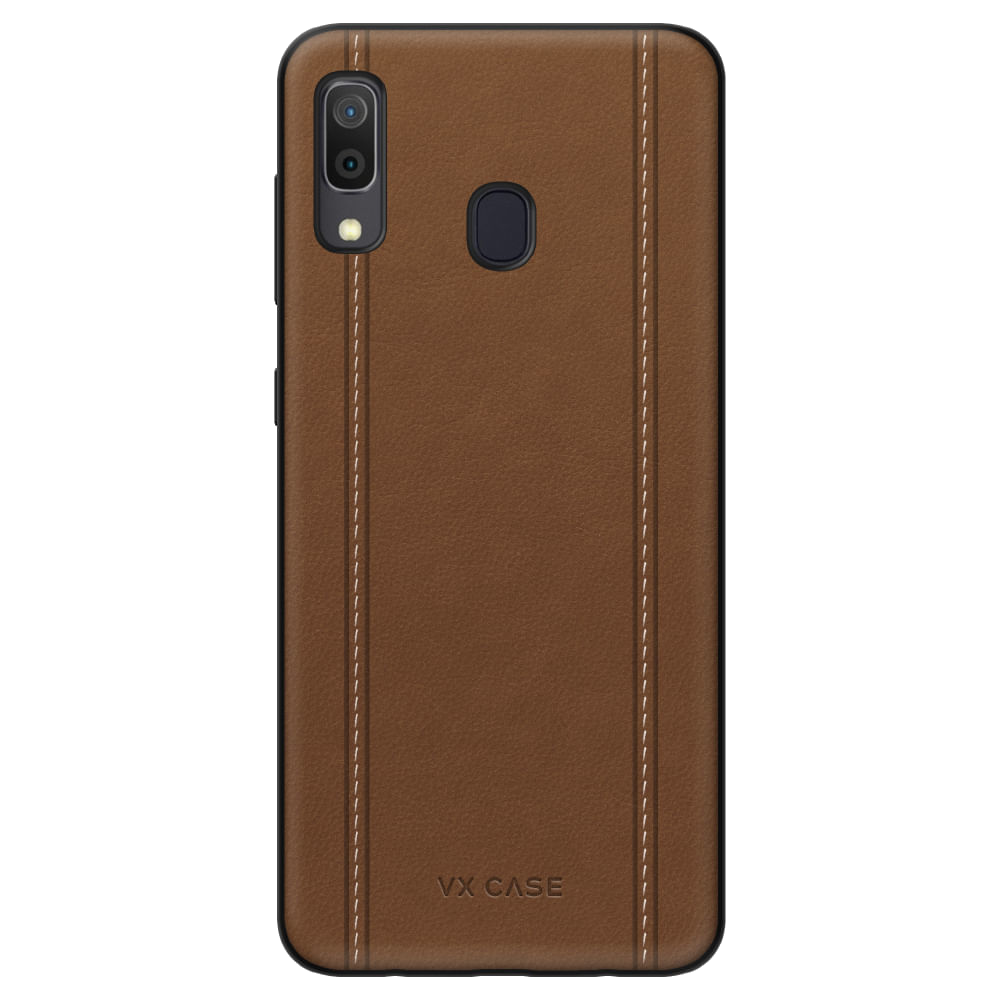 Capa Galaxy A20 Couro Marrom - Leather Stripes