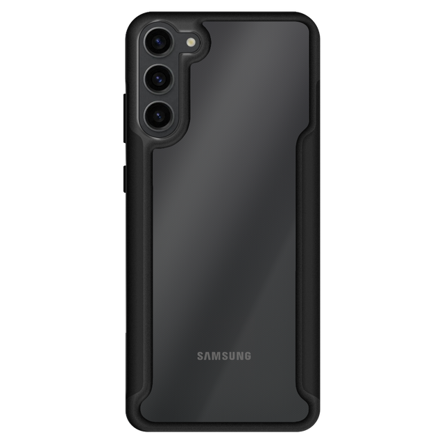 Samsung Galaxy S23 com capa VX Case Shield Cover, proteção reforçada na cor preta.