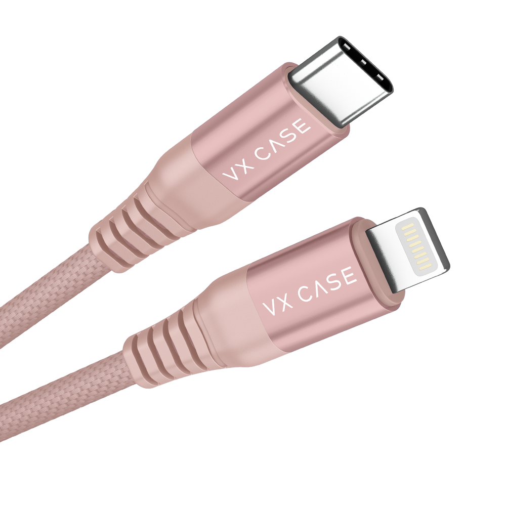 Cabo para iPhone/iPad Type C / Lightning MFI Dragon Turbo VX Case - Rosê