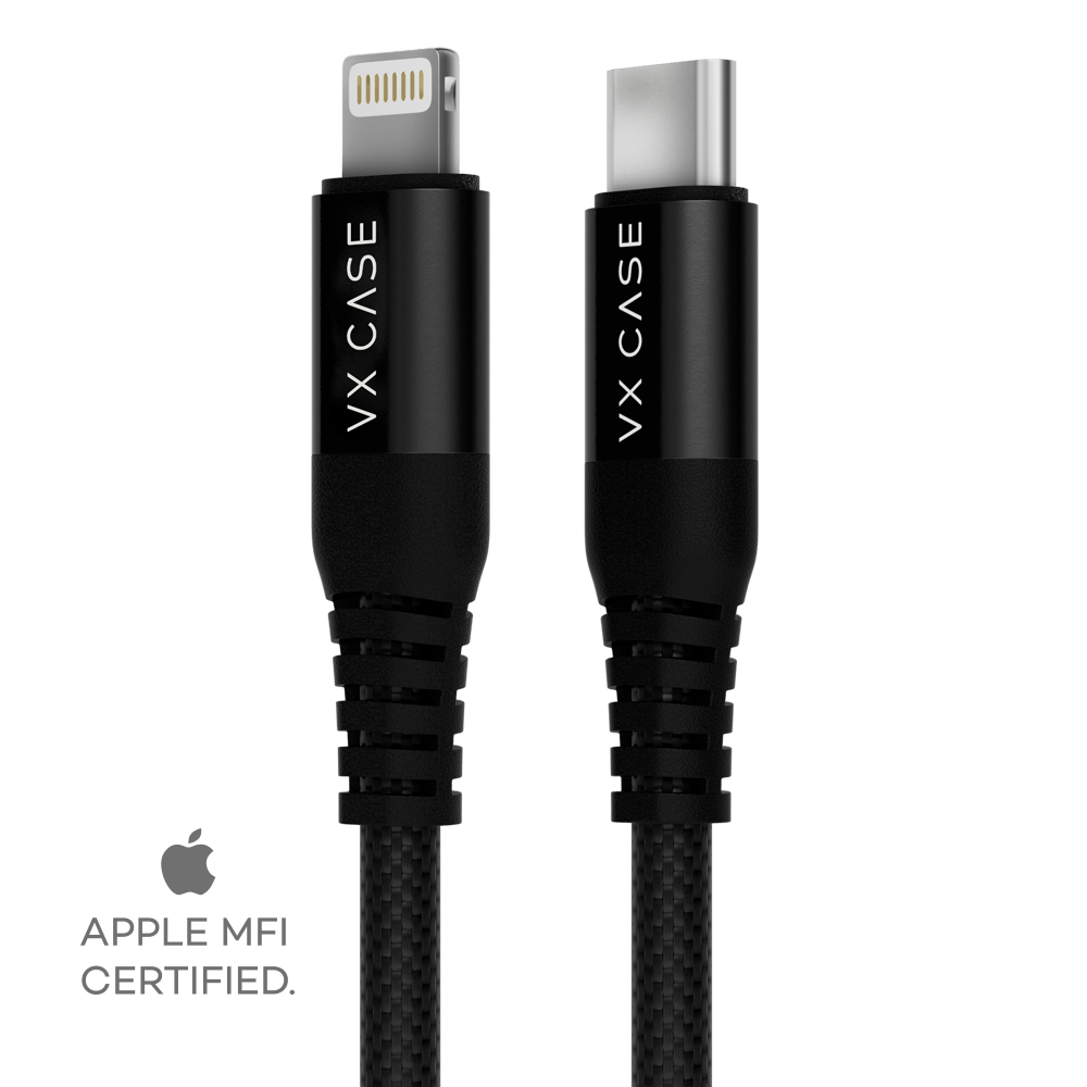 Cabo para iPhone/iPad USB Tipo-C PD Lightning Dragon 1,20m VX Case Preto - VX Case