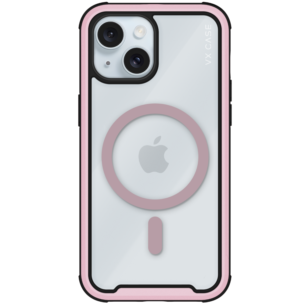 Capa Magsafe para iPhone 15 Transparente com Borda Rosa - Shield Cover II