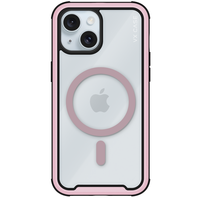 Capa Magsafe para iPhone 15 Plus Transparente com Borda Rosa - Shield Cover II