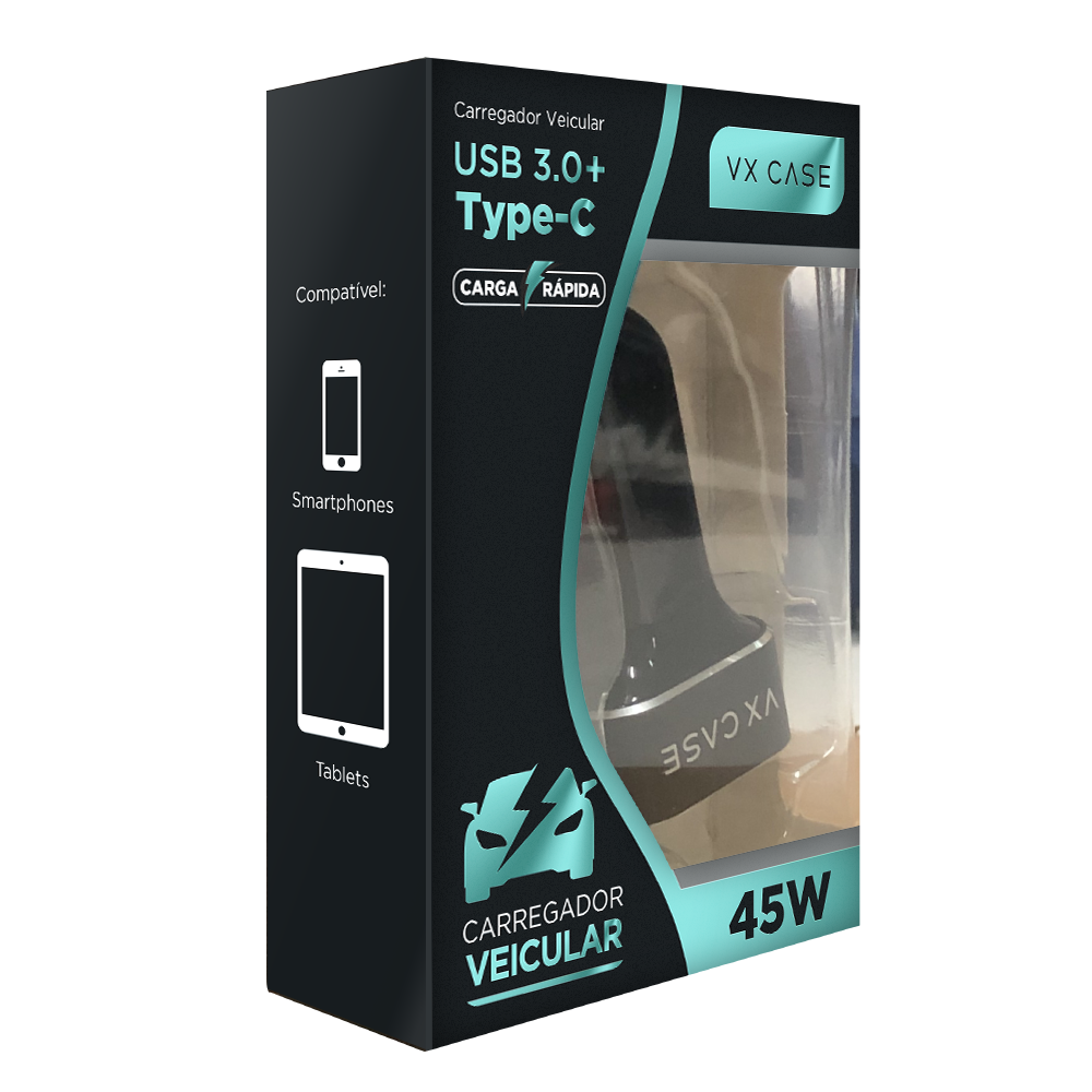 Carregador Veicular PD 45W VX Case - VX Case
