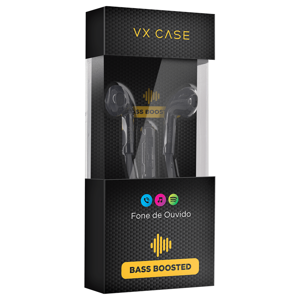 Fones de Ouvido P2 Stereo Super Bass VX Case Preto - VX Case