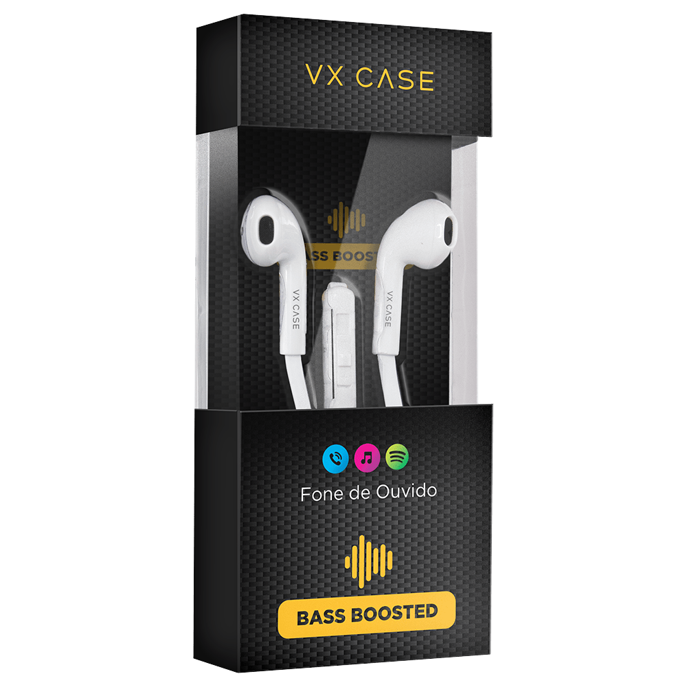 Fones de Ouvido P2 Stereo Super Bass VX Case Branco - VX Case