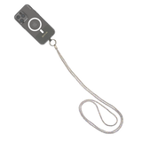 Cordão de Pescoço para Celular com Alça Fina Brilhante - Cinza