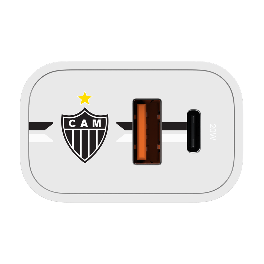 Carregador Turbo 1 USB 1 Tipo-C 20W Preto - Santa Cruz