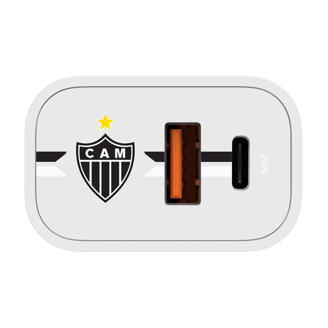 Carregador Turbo 1 USB 1 Tipo-C 20W Branco - Atlético Mineiro
