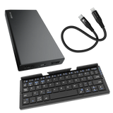 Kit Produtividade em Movimento: Teclado Bluetooth + Cabo Mini + Bateria Portátil