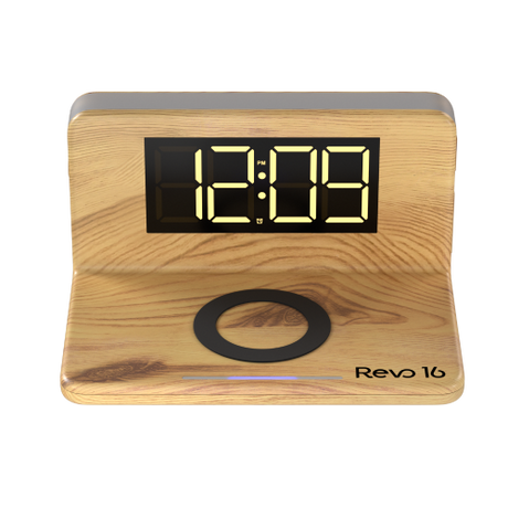 Carregador Clock Wireless Charger em Bamboo Revo 16 - VX Case
