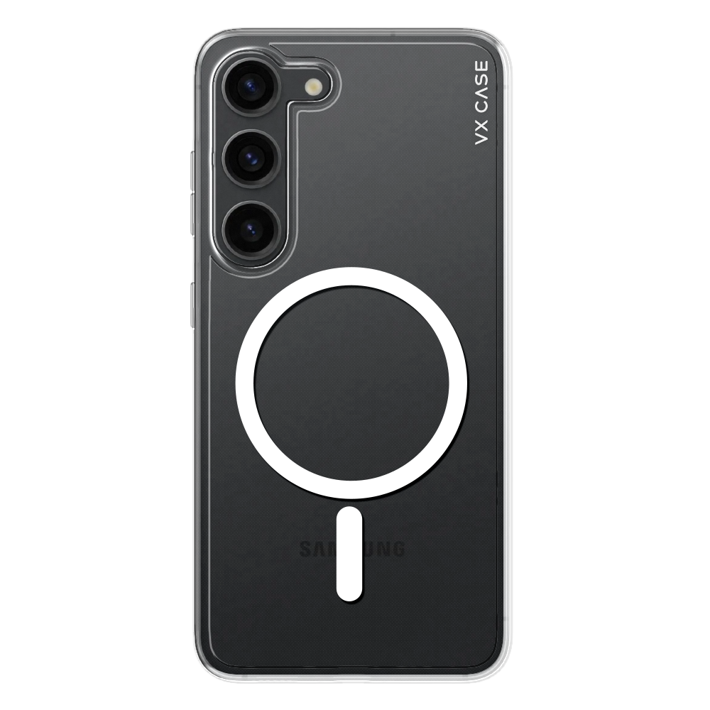 Capinha de Celular de silicone rígido transparente com MagSafe VX Case para Samsung Galaxy S23