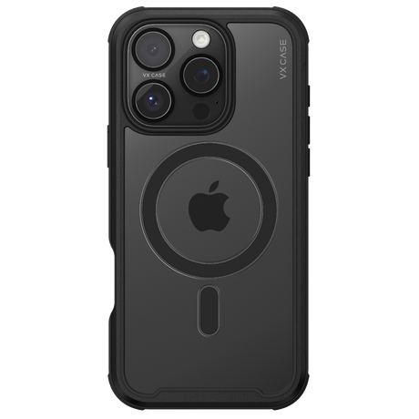 Capa Magsafe para iPhone 16 Pro - Transparente com Bordas Preto Metálico - Shield Cover II