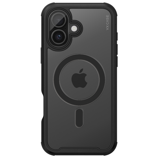 Capinha de Celular transparente com borda preta e MagSafe VX Case para iPhone 16 Plus
