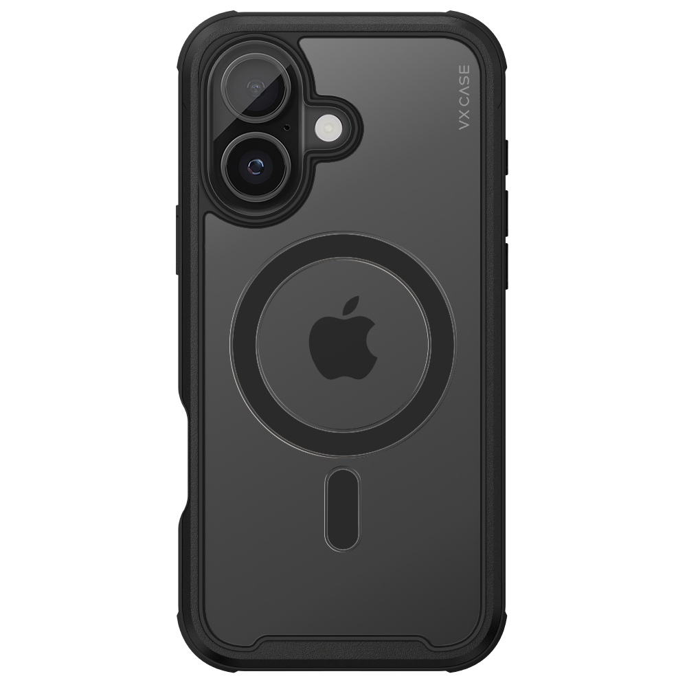 Capa Magsafe para iPhone 16 - Transparente com Bordas Preto Metálico - Shield Cover II