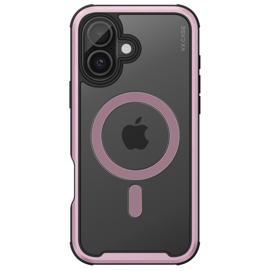 Capinha de Celular transparente com borda rose e MagSafe VX Case para iPhone 16 Plus